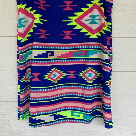 Vanilla Bay Dress‎ 10 Sleeveless Vibrant Aztec Print A Line Knee Length - Picture 3 of 11